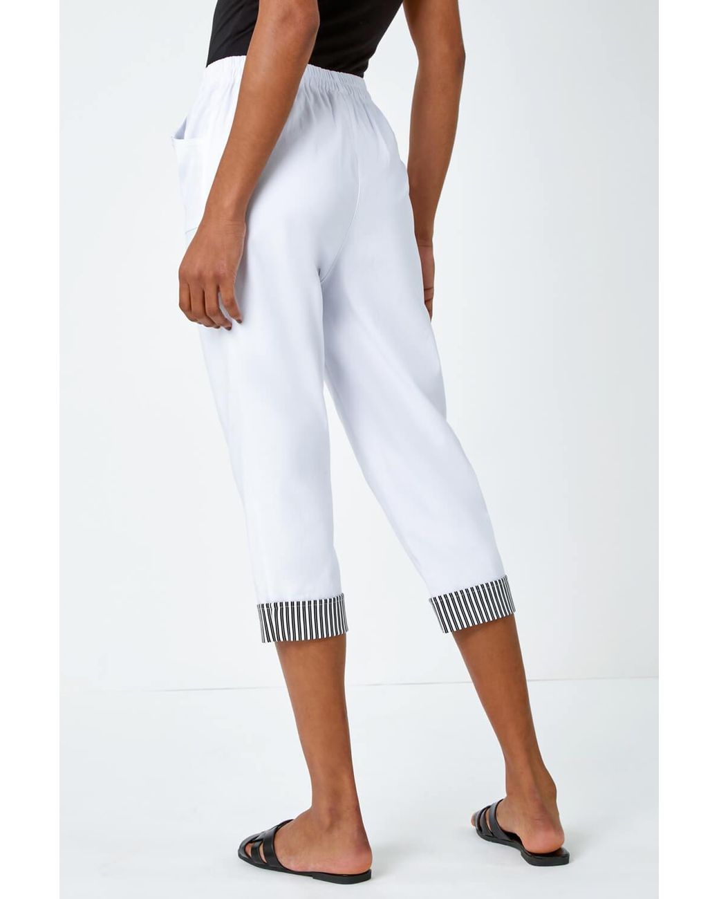 Roman Black Contrast Detail Cropped Stretch Trouser