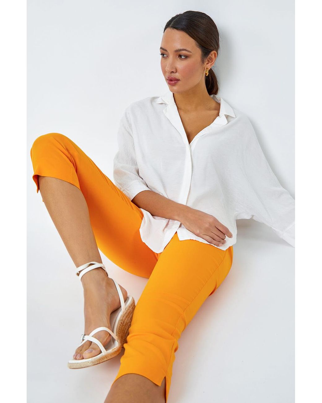 Roman Orange Cropped Stretch Trouser