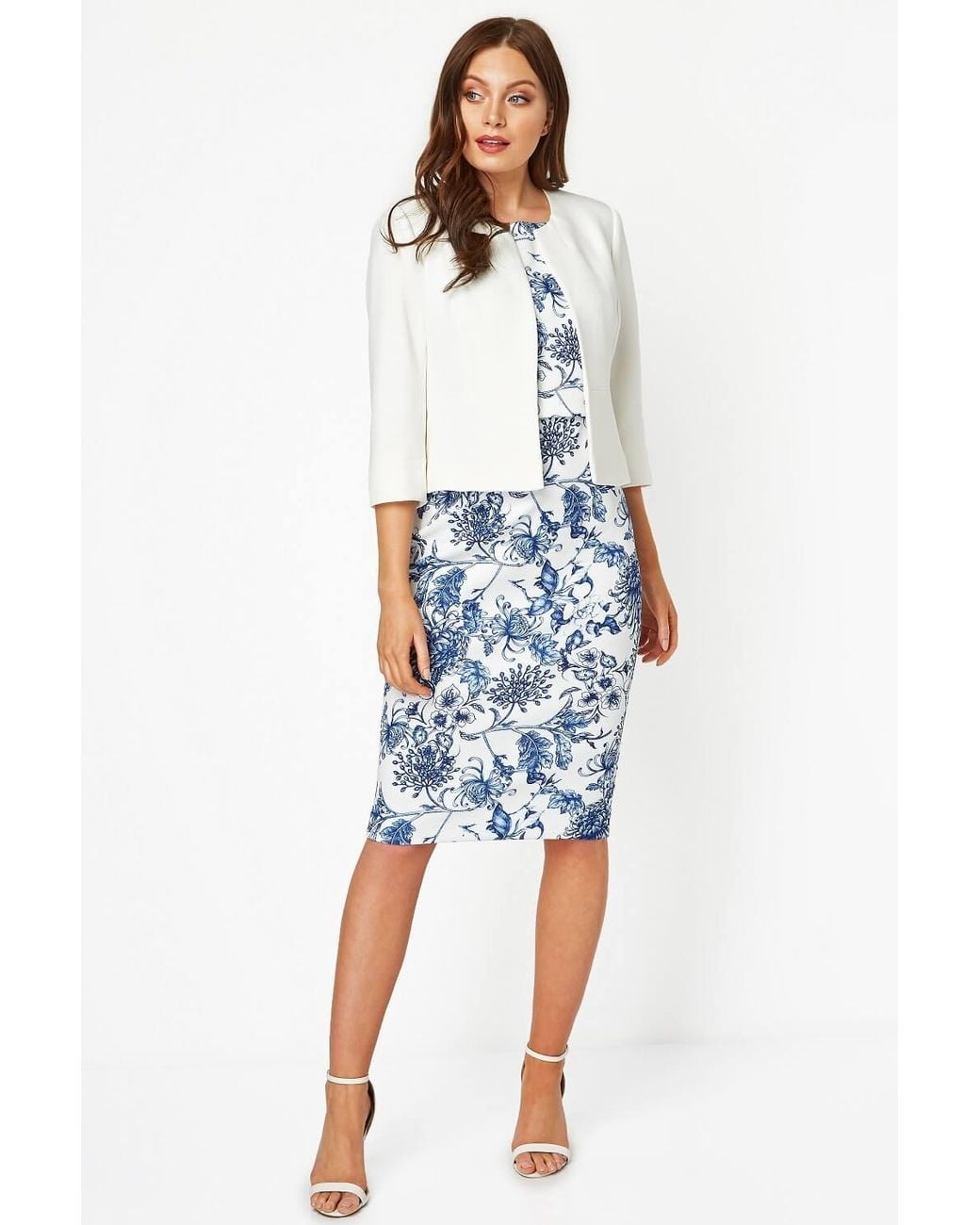 Roman White Tailored Jacquard Formal Occasion Jacket