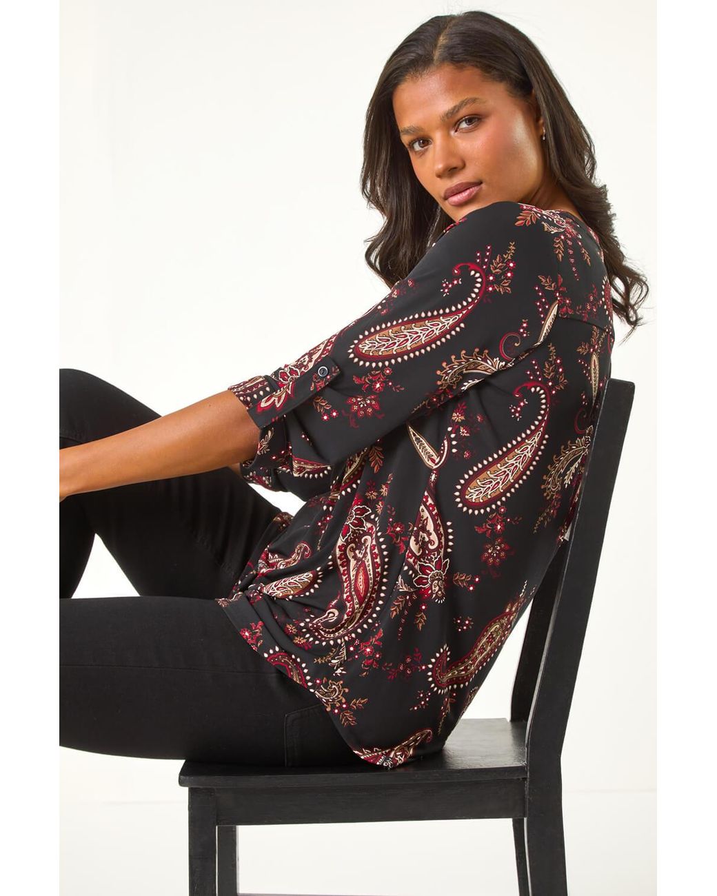Roman Black Textured Paisley Print Shirt