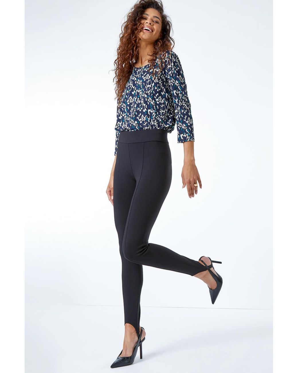 Roman Black Stirrup Stretch Leggings