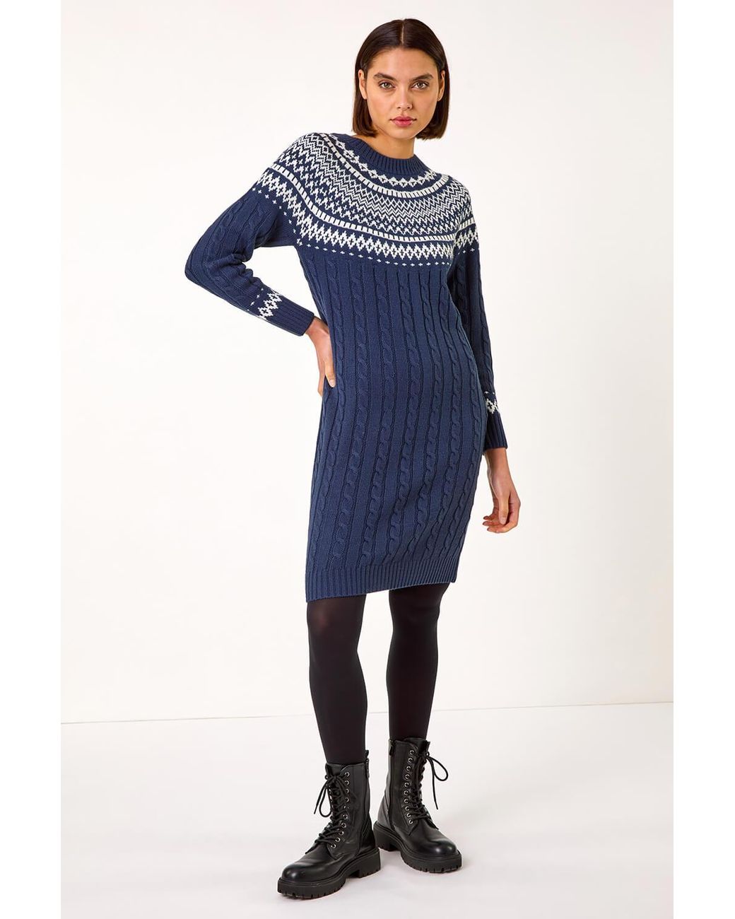 Roman Blue Nordic Knitted Dress