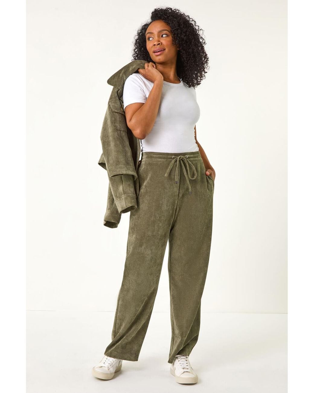 Roman Petite Green Corduroy Stretch Trousers