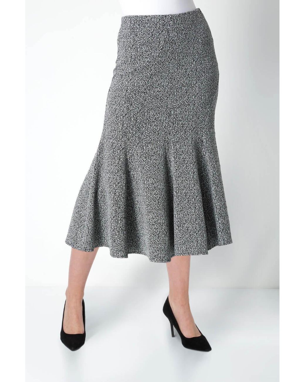Roman Gray Texture Flared Skirt