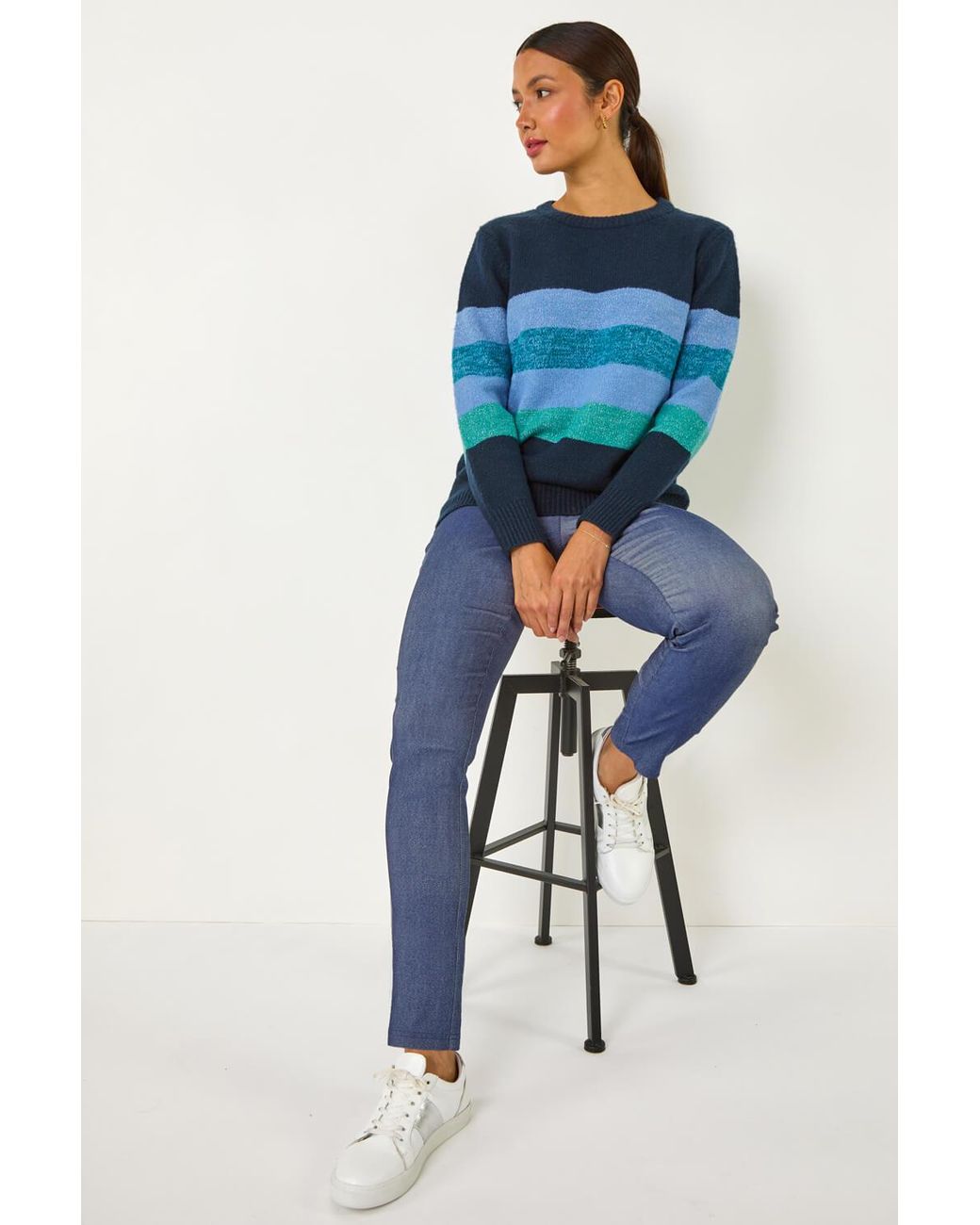 Roman Blue Bengaline Stretch Jean Trouser