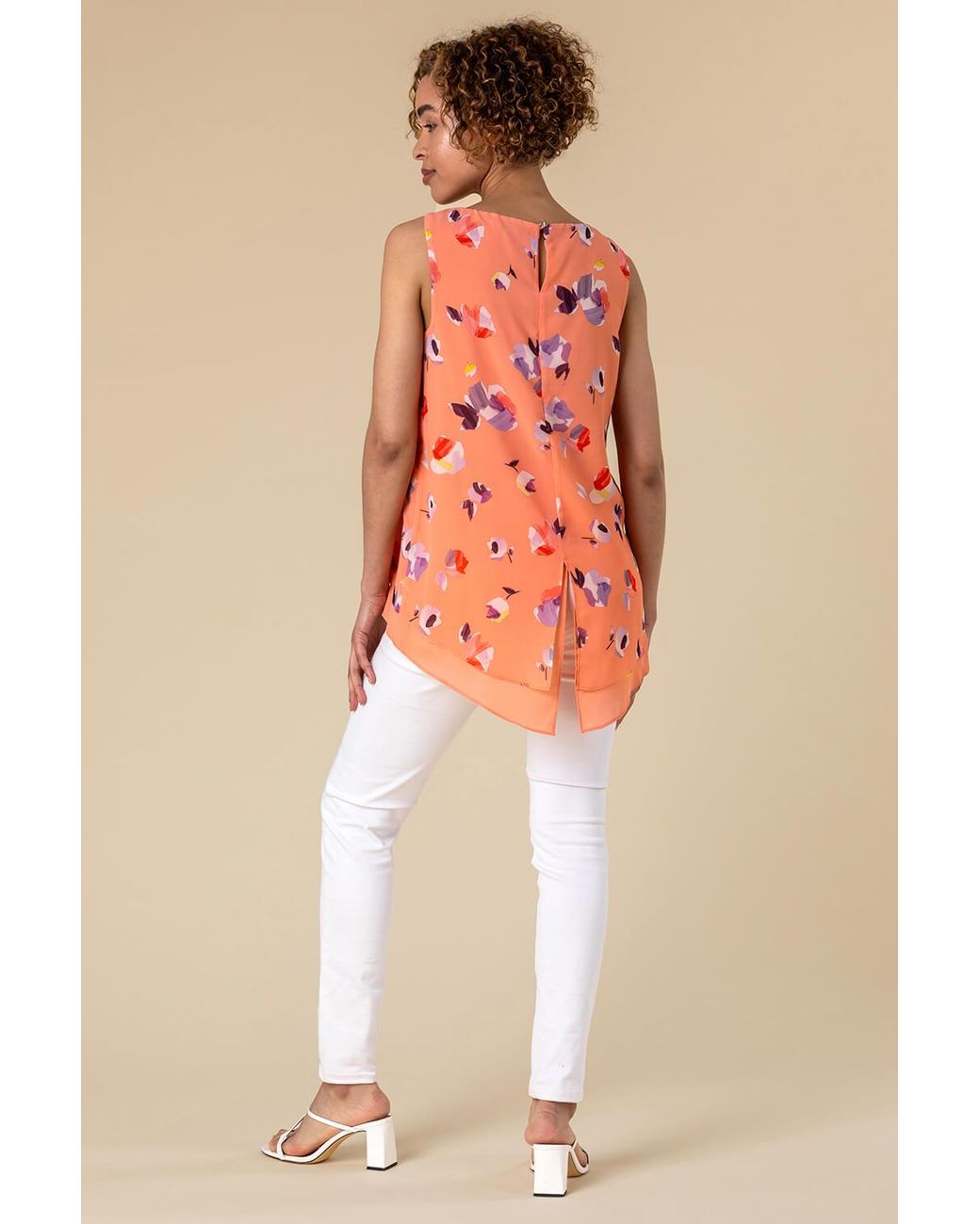 Roman Multicolor Abstract Floral Print Vest Top