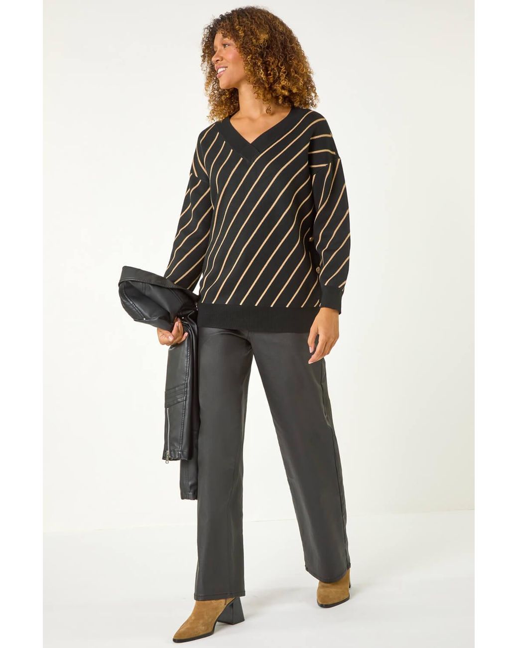 Roman Black Horizontal Stripe Knit Jumper