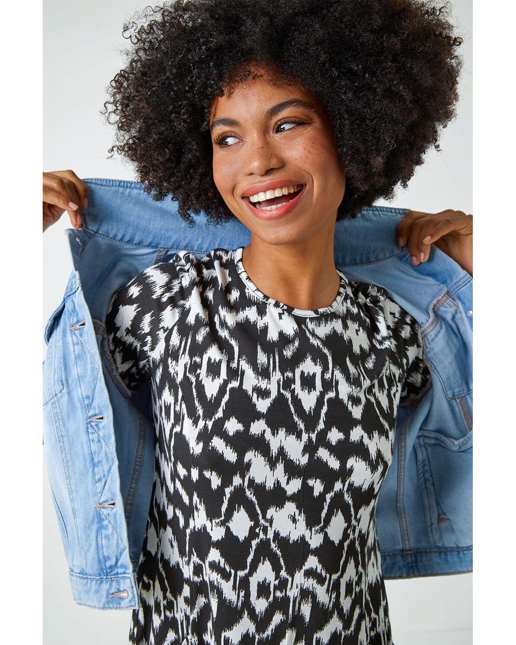Roman Blue Aztec Print Pocket Tunic Top