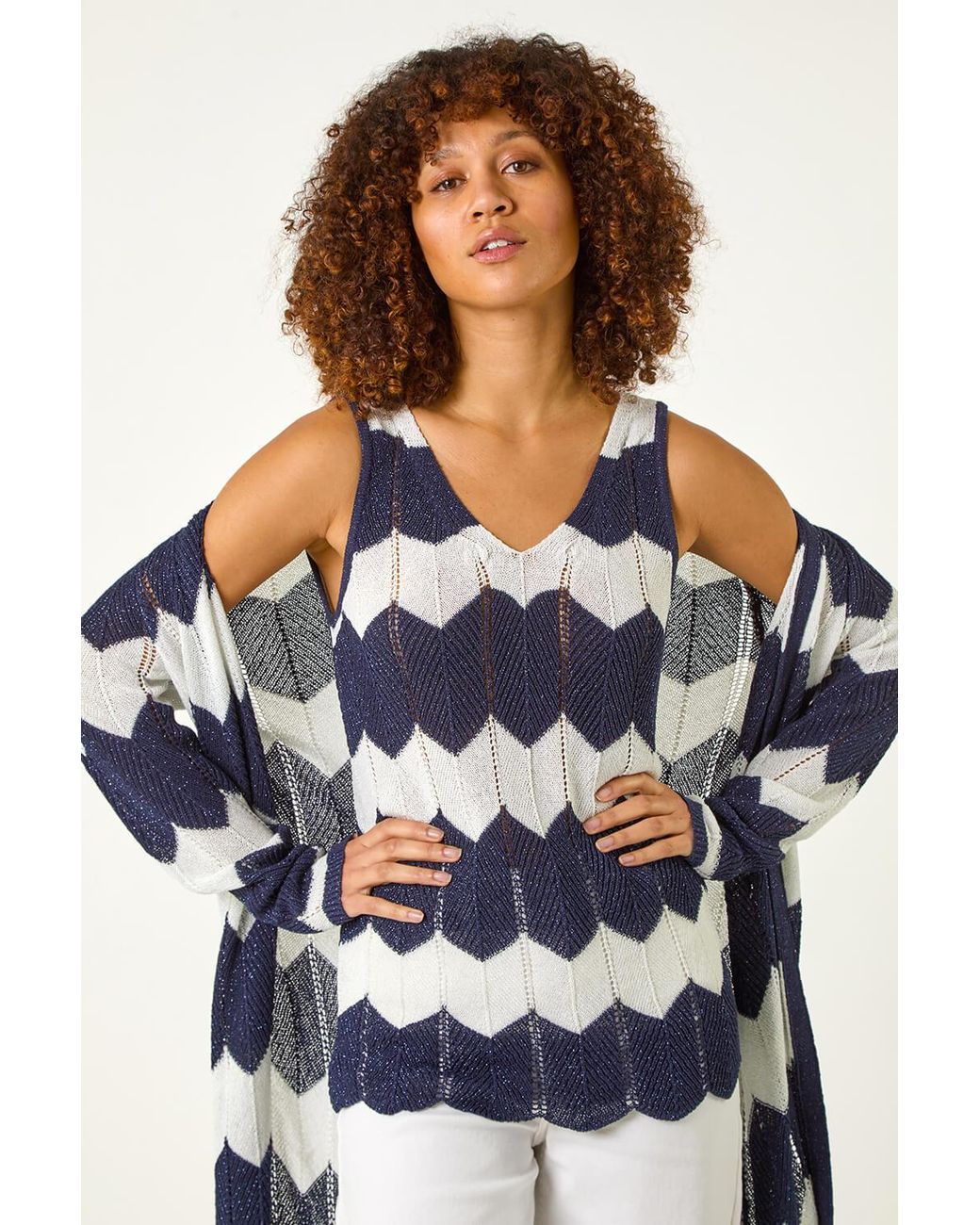 Roman Blue Chevron Stripe Knitted Vest