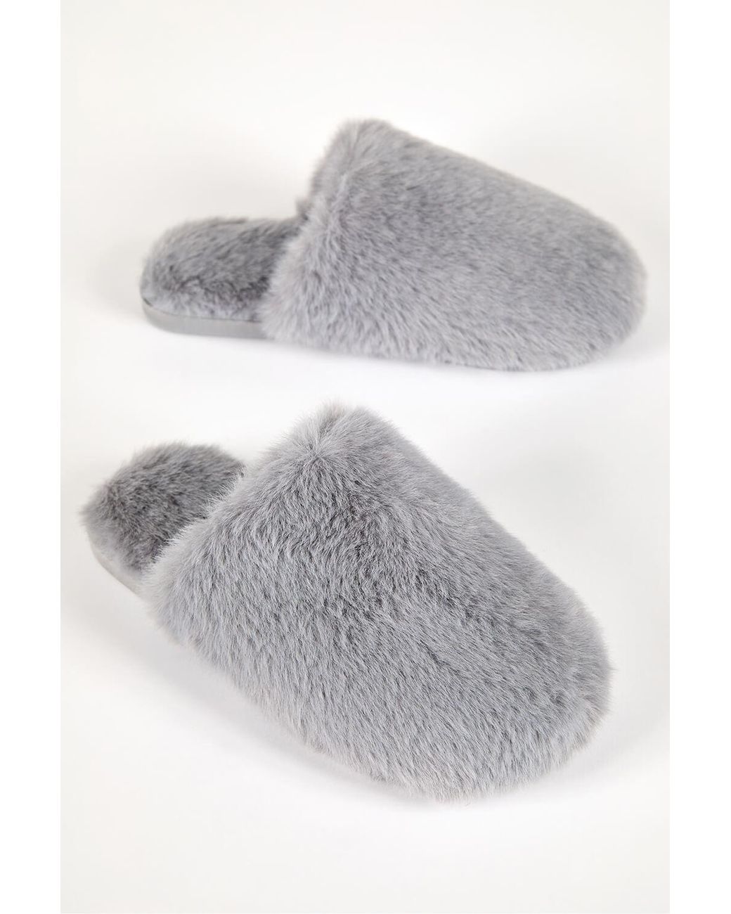 Roman Gray Faux Fur Mule Slipper
