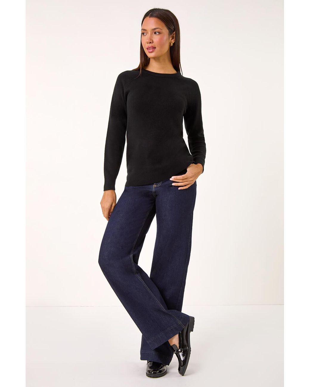 Roman Black Soft Crew Neck Jumper