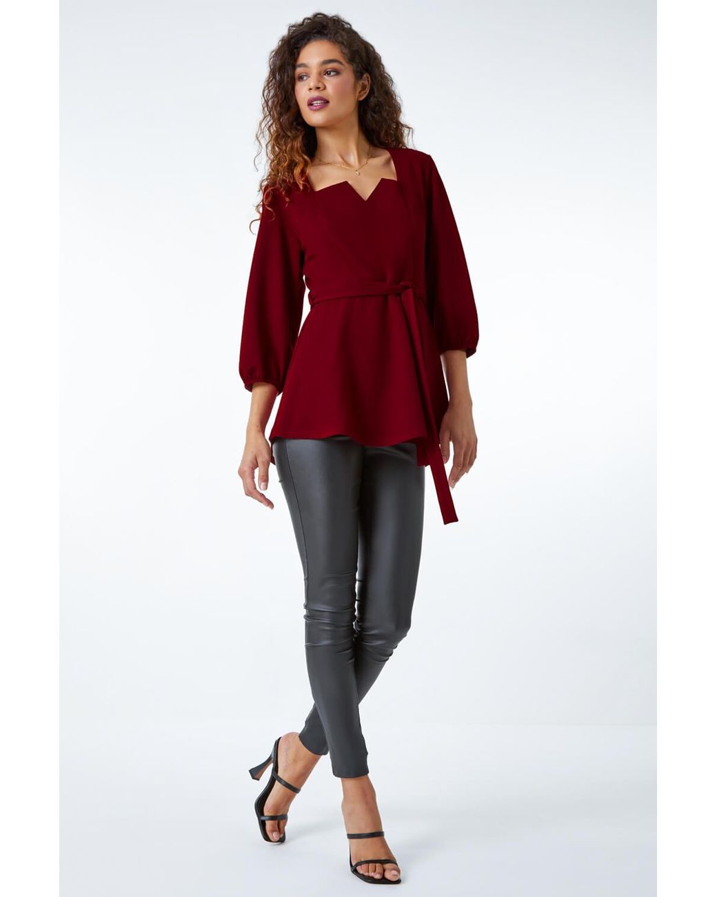 Roman Red Premium Stretch Tie Detail Top