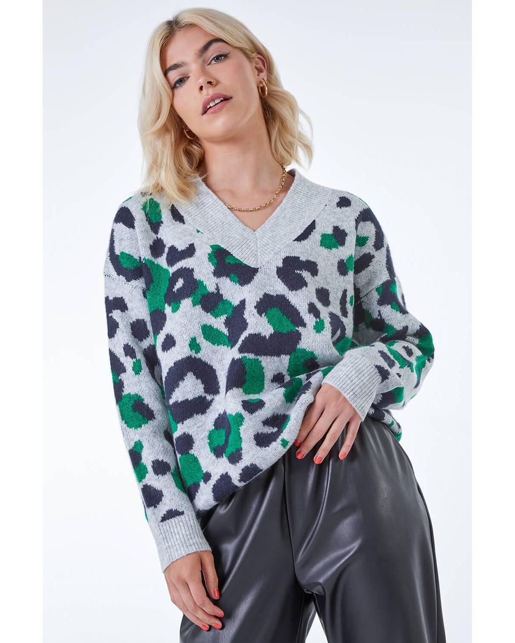 D.u.s.k Gray Contrast Animal Relaxed Jumper