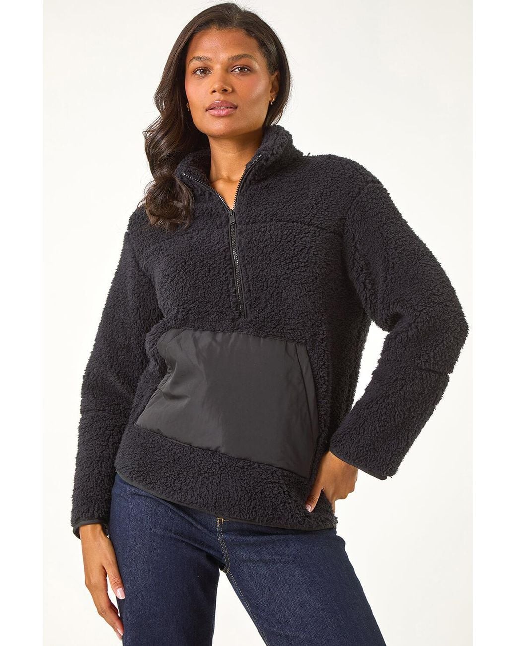 Roman Blue Funnel Neck Half Zip Fleece Jacket