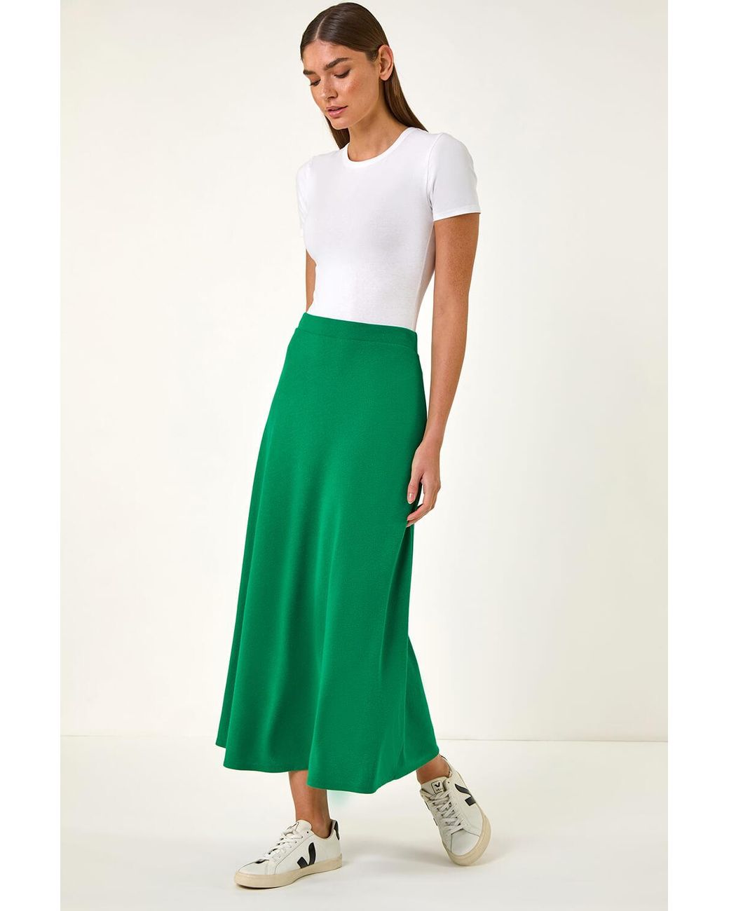 Roman Green A-Line Pull On Stretch Skirt