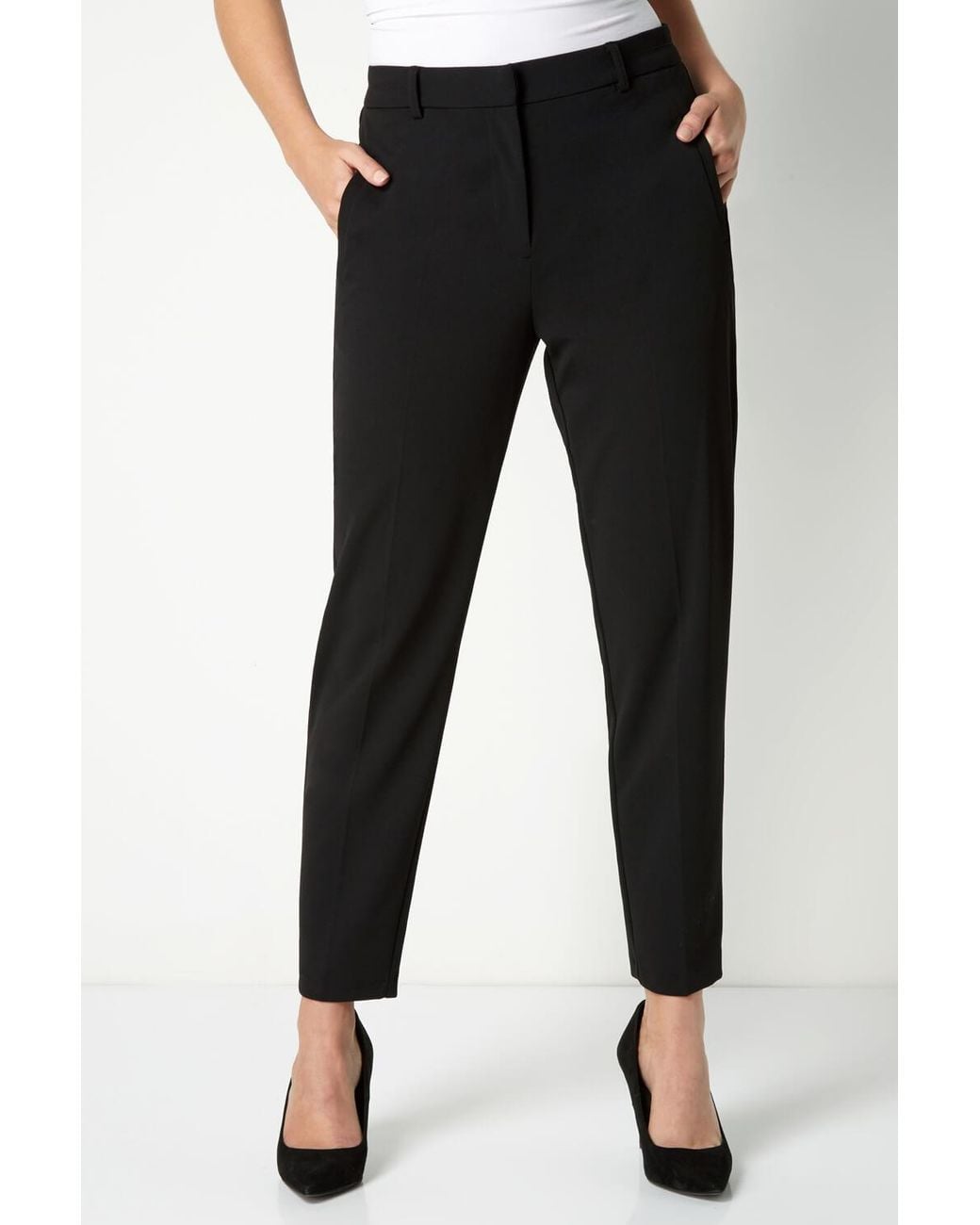 Roman Petite Black Short Straight Leg Stretch Trouser