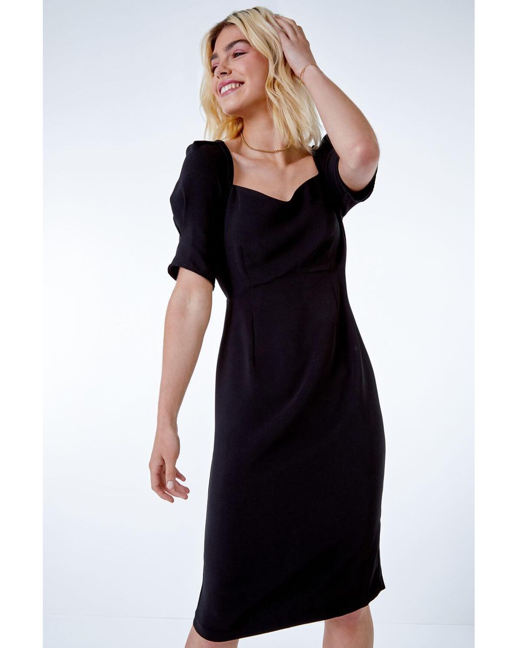 D.u.s.k Black Sweetheart Neck Fitted Dress