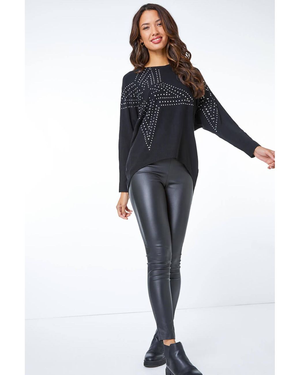 Roman Blue Embellished Star Batwing Jumper