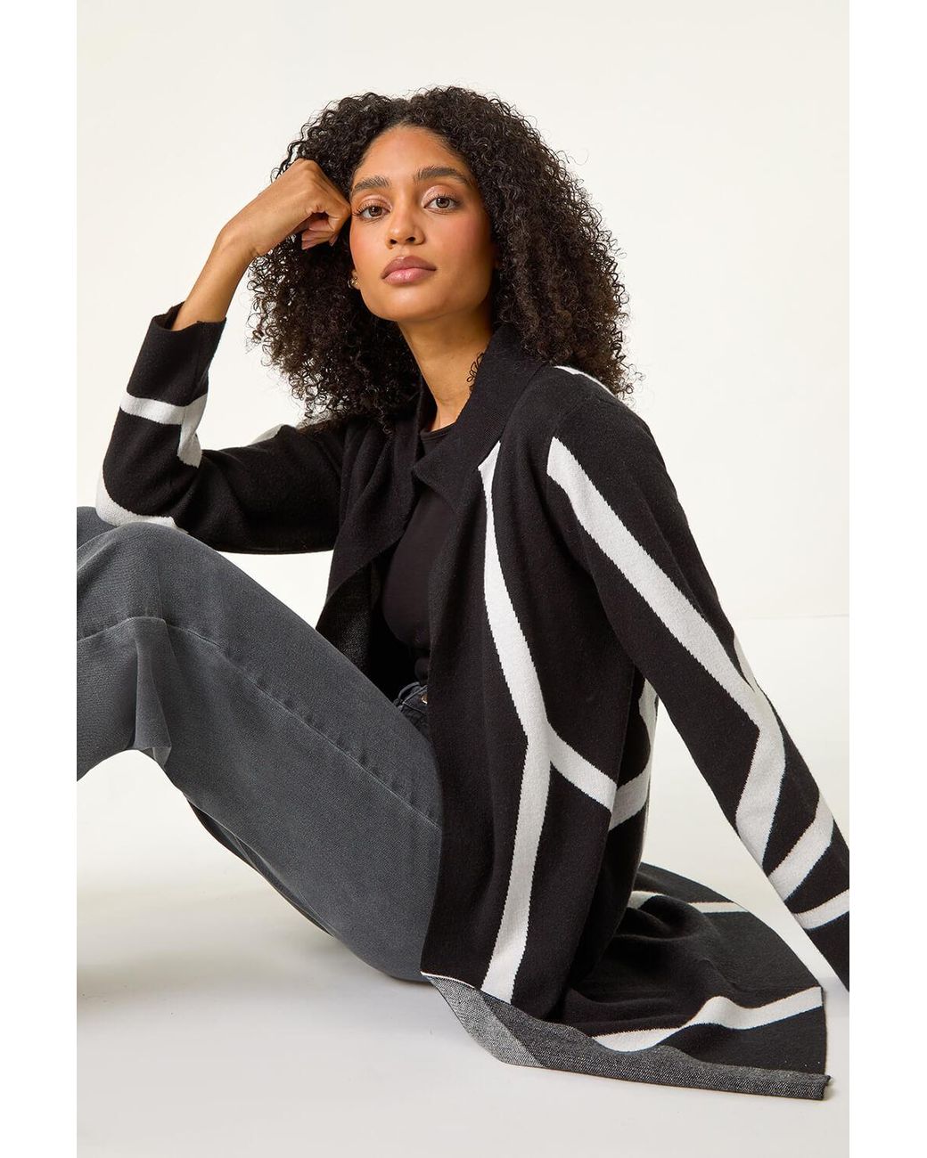Roman Black Abstract Patterned Cardigan