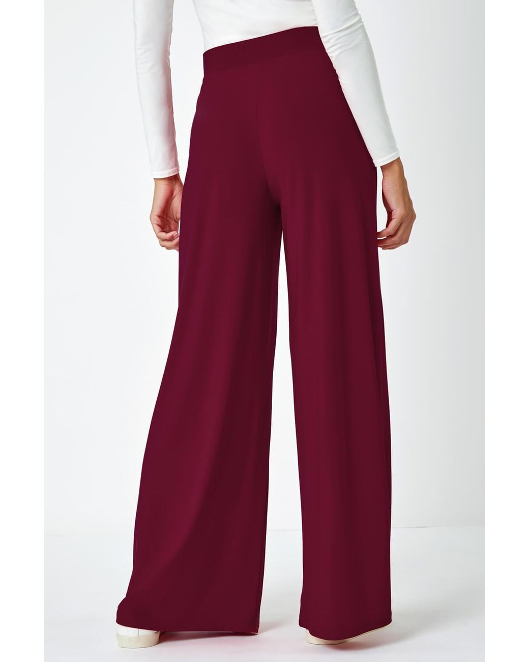 Roman Red Wide Leg Stretch Trousers
