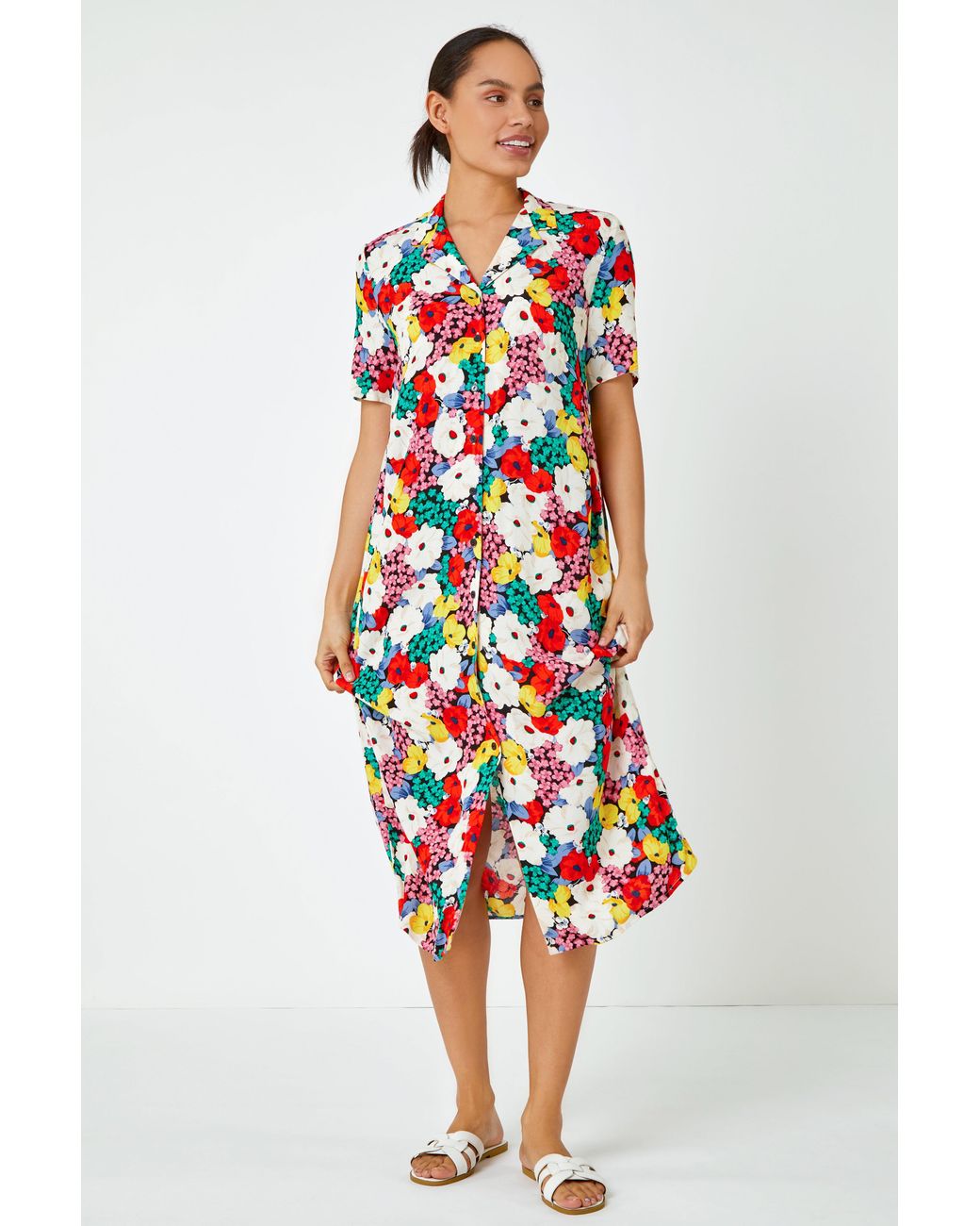 D.u.s.k Multicolor Bold Floral Shirt Dress