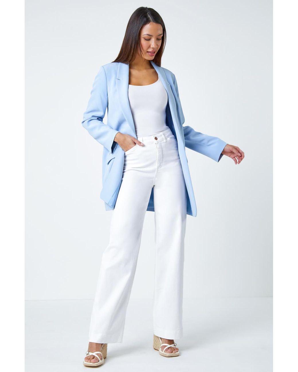 Roman Blue Longline Blazer Jacket