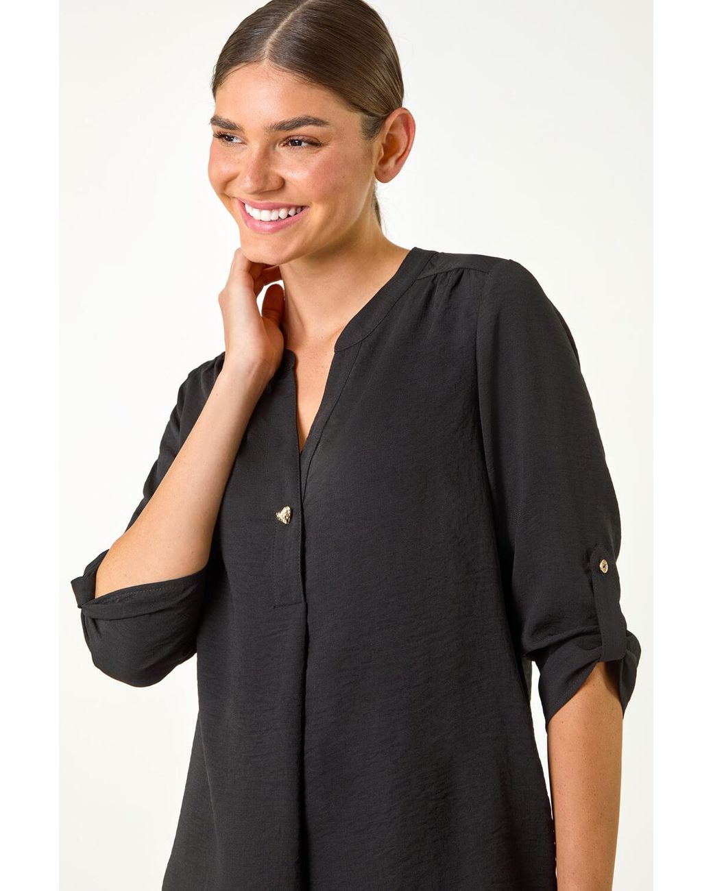 Roman Black Heart Button Detail Shirt