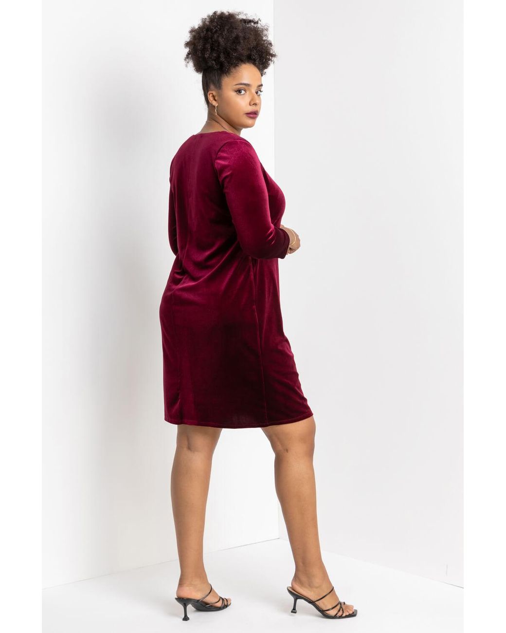 Roman Curve Red Sweetheart Neck Velvet Dress