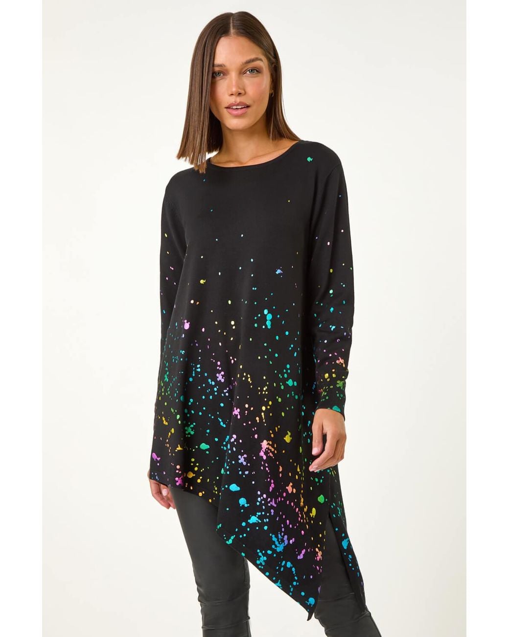Roman Black Border Splash Foil Print Tunic