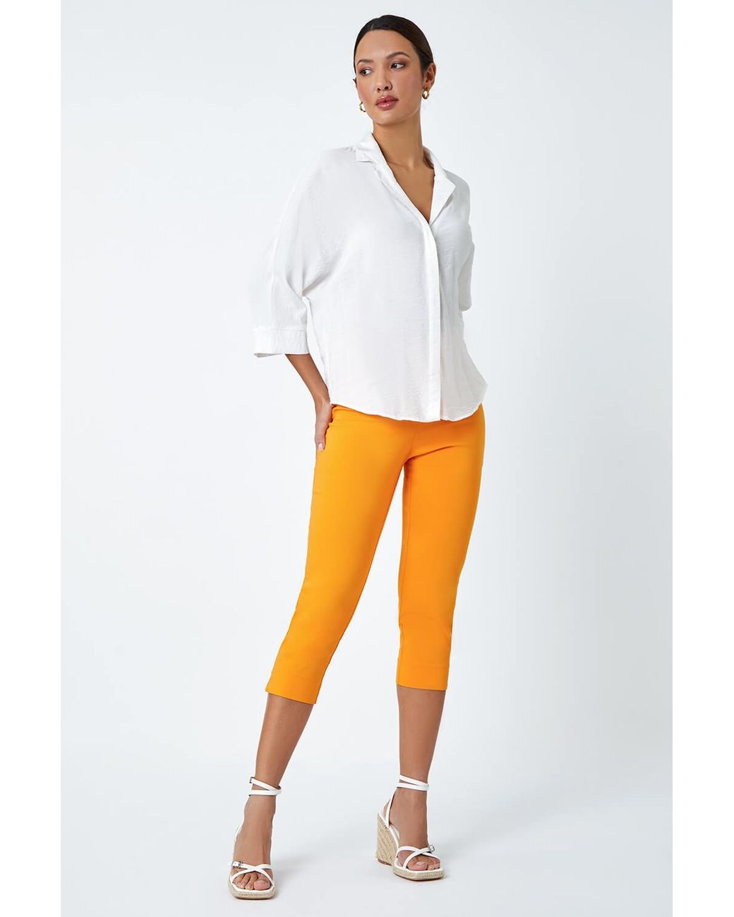 Roman Orange Cropped Stretch Trouser