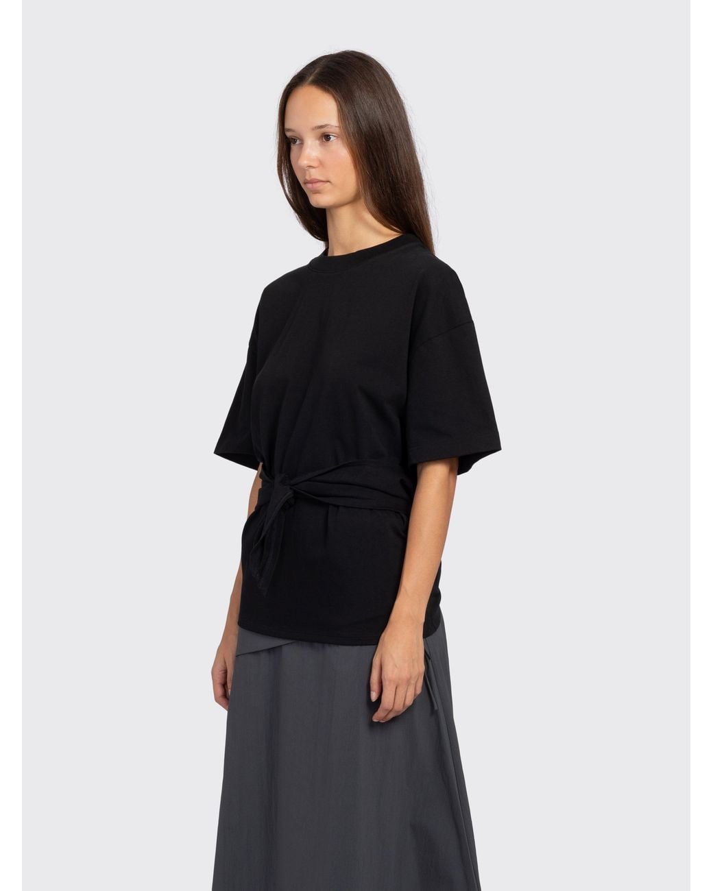 St. Agni Black Cotton Jersey Split Back Tee