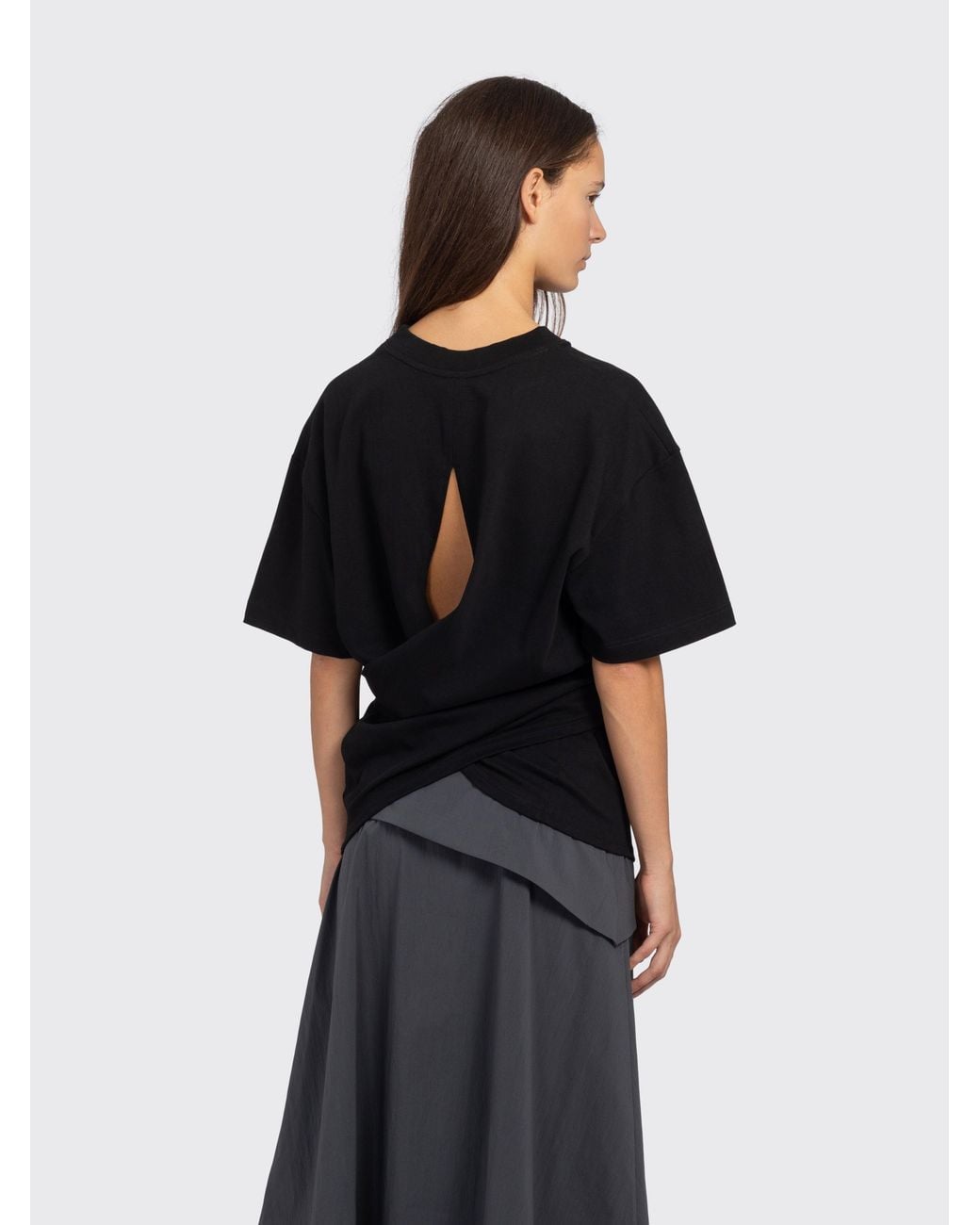 St. Agni Black Cotton Jersey Split Back Tee