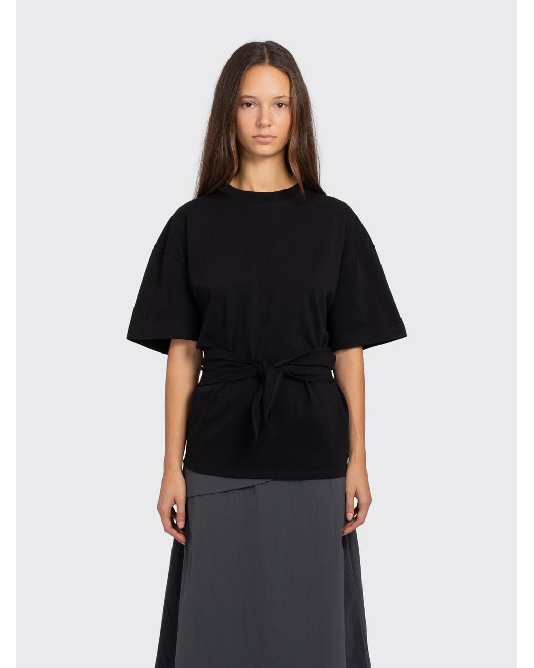 St. Agni Black Cotton Jersey Split Back Tee