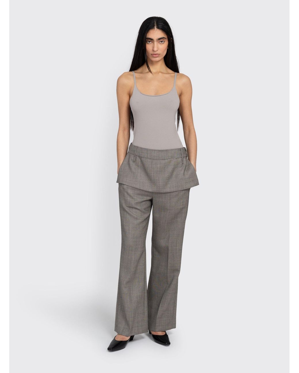 Amomento Gray Wool Flared Pants