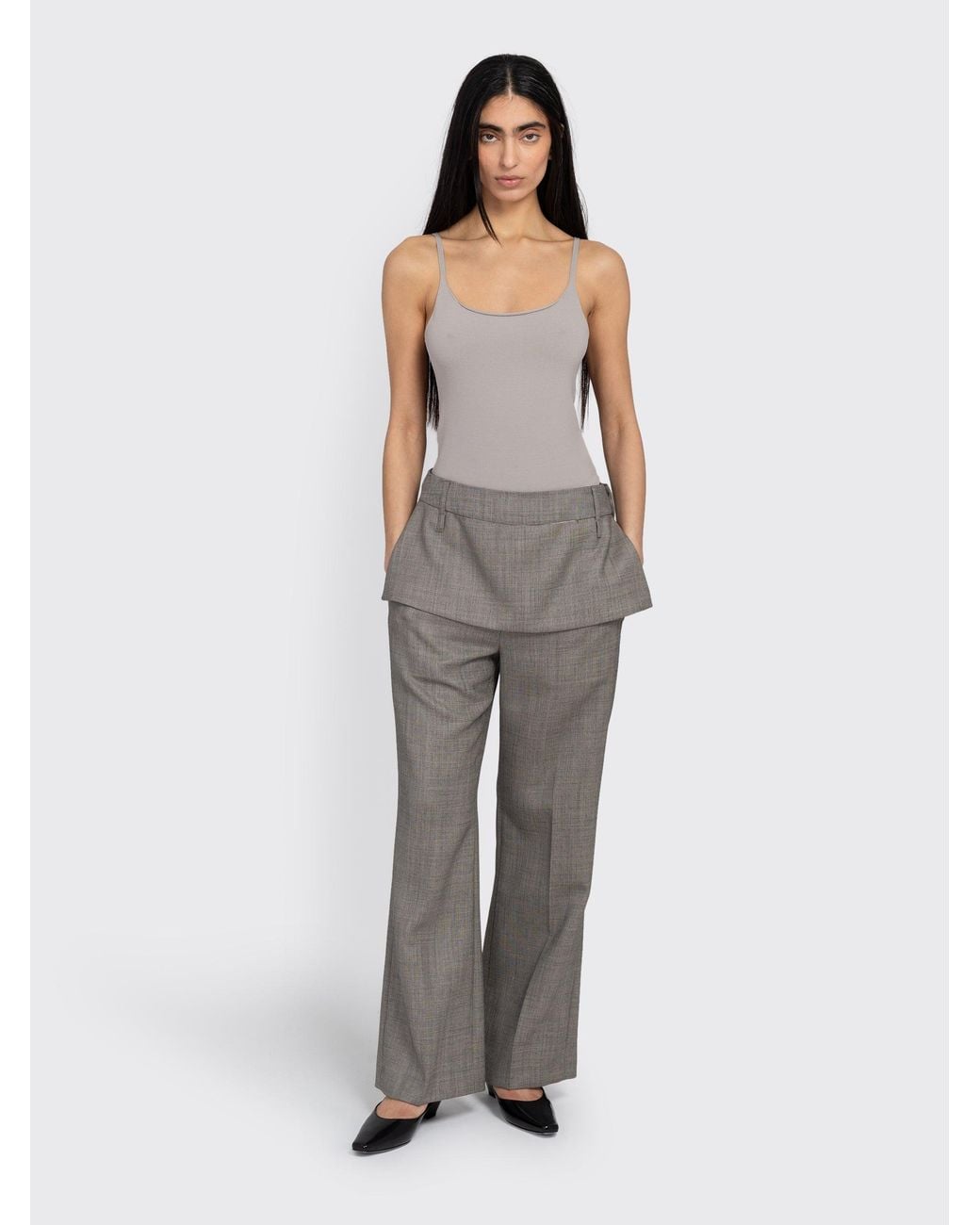 Amomento Gray Wool Flared Pants