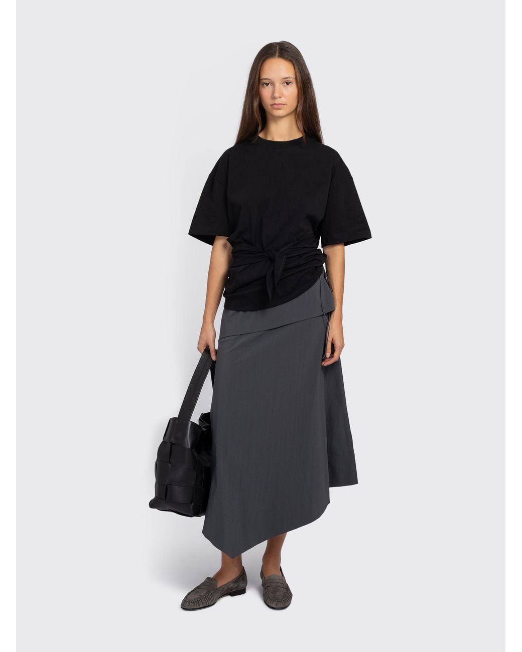 St. Agni Black Cotton Jersey Split Back Tee