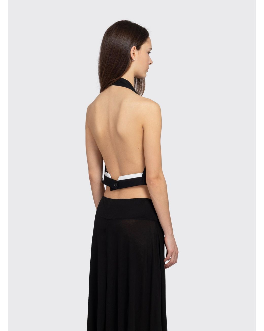 St. Agni Black Upside Down Halter Top