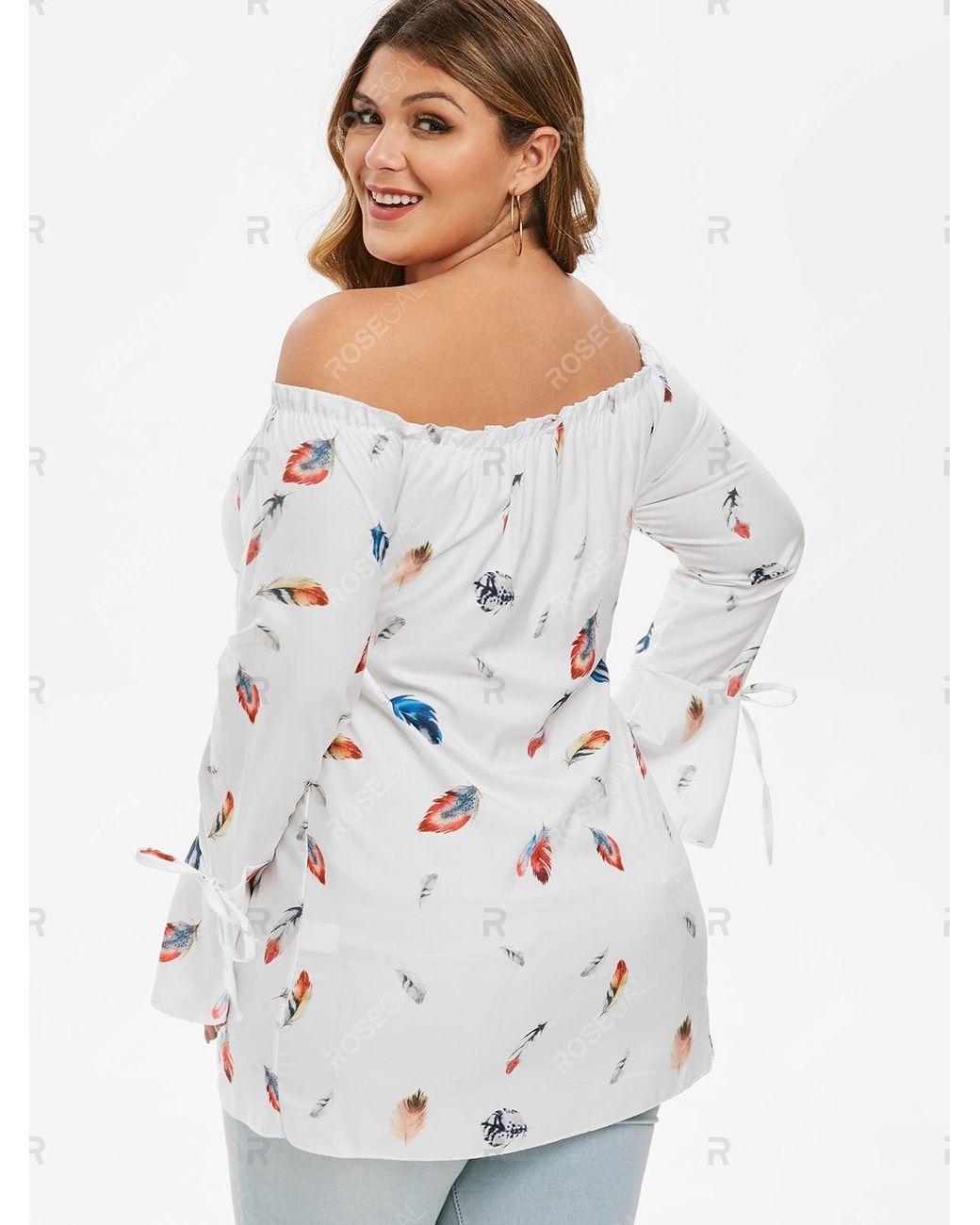 Womens Plus Size Coral Orange Flared Sleeve Frilled Panel Tunic Top Angel Sleeve