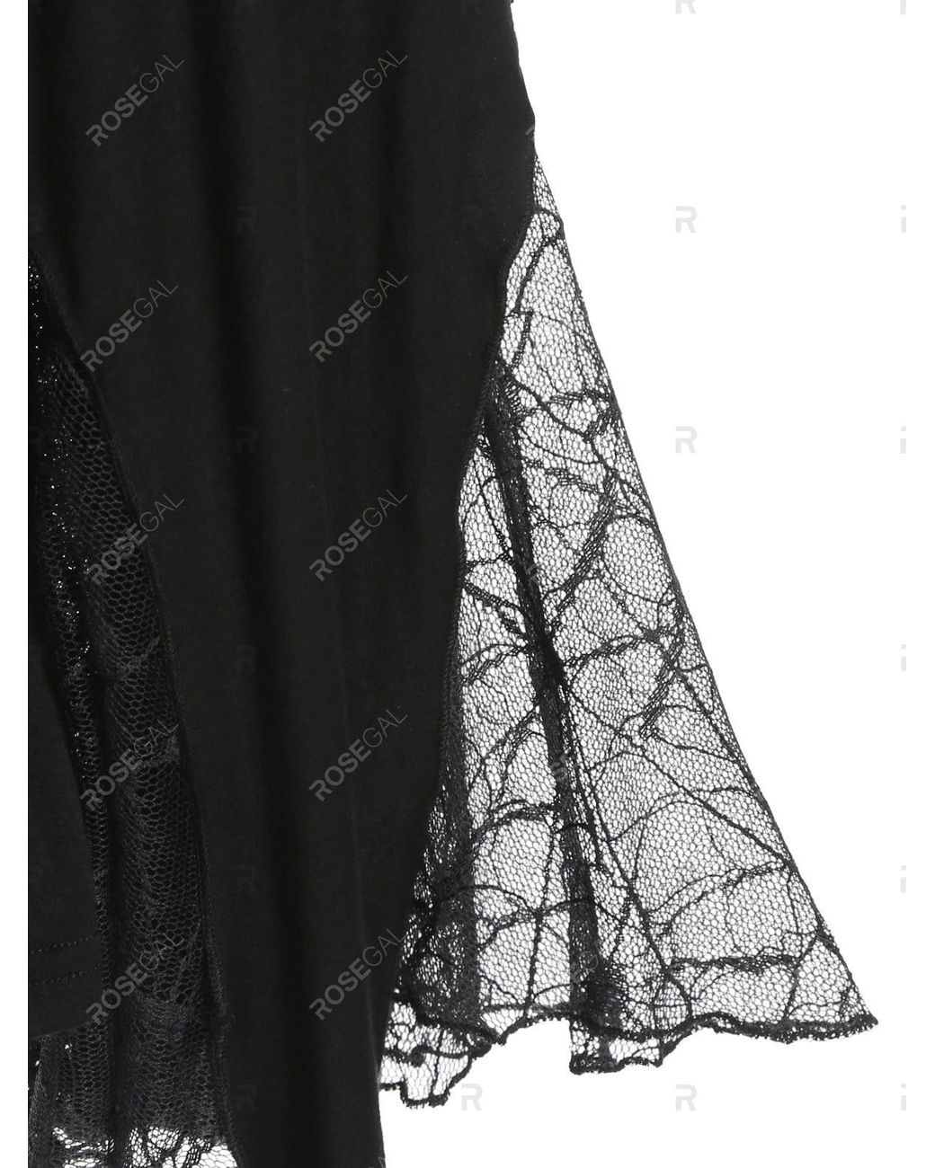 Rosegal Plus Size Flare Sleeve Spider Web Lace Gothic Halloween T