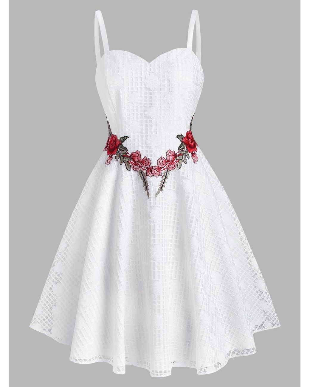 Rosegal Lace Flower Applique Party A Line Dress in White Lyst