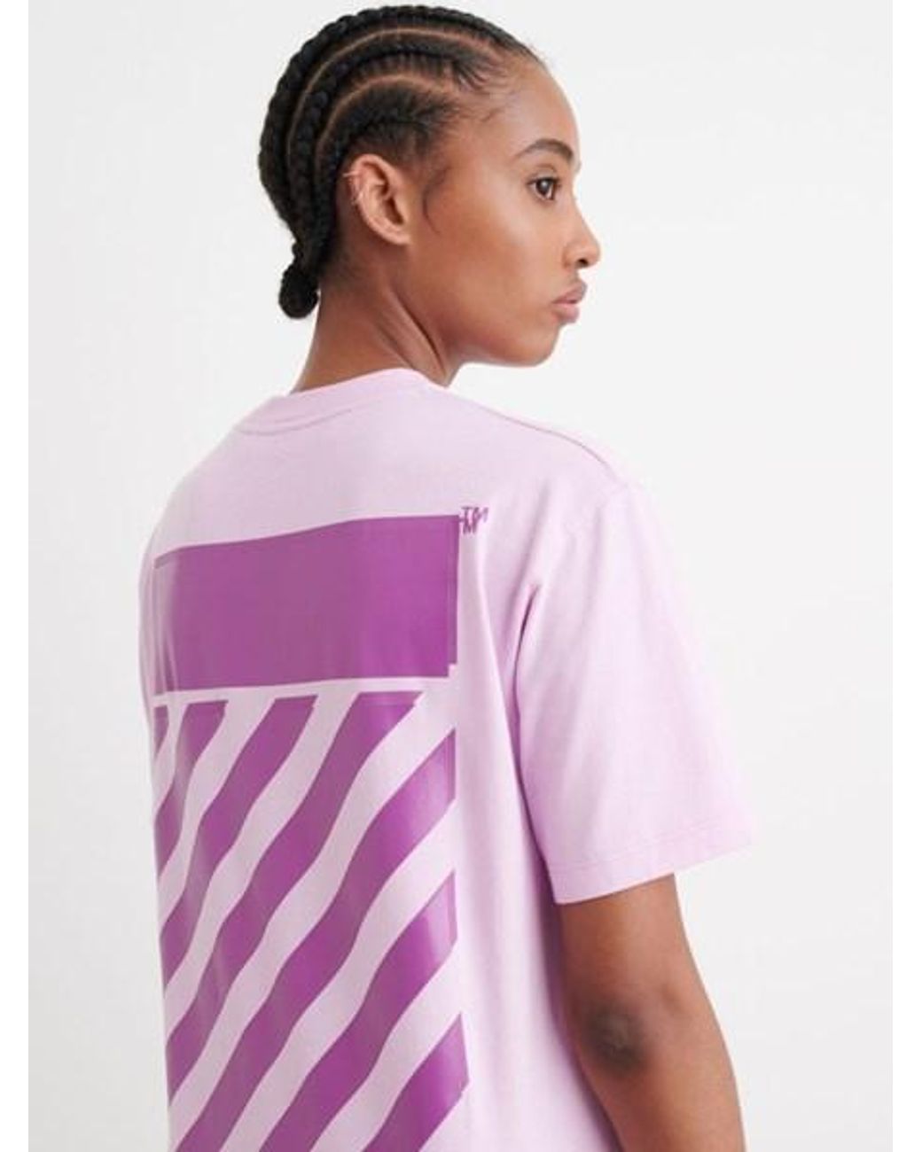 Off-White c/o Virgil Abloh "diag" Pink T-shirt For Women in Purple | Lyst