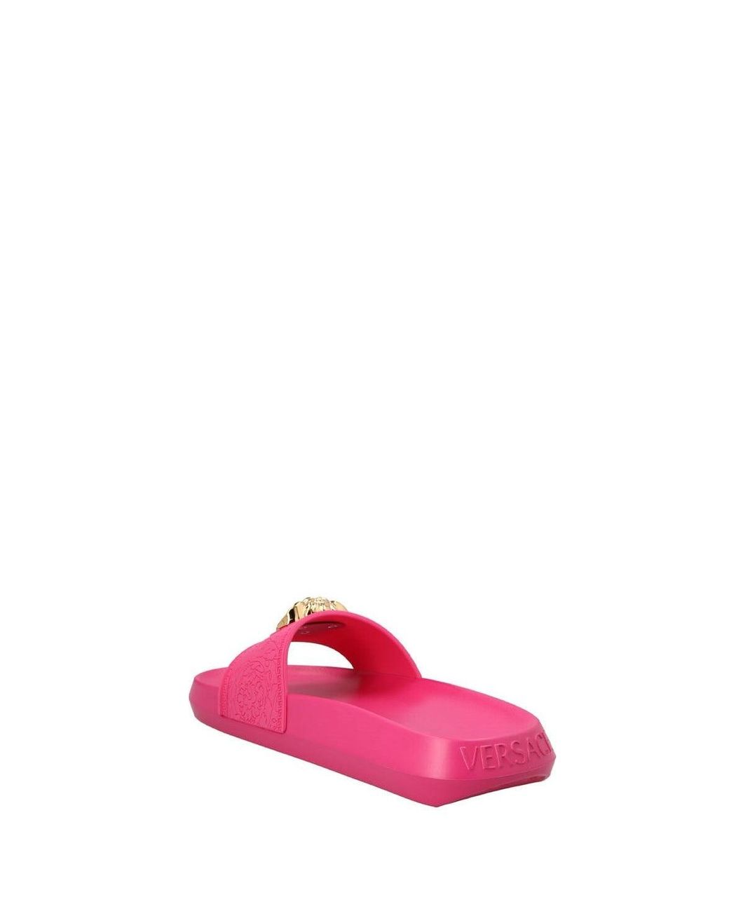 Versace pink slides with gold medusa head sale