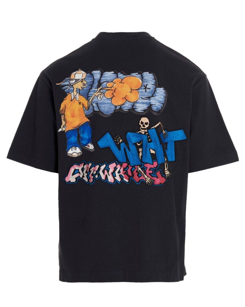 NWT OFF-WHITE C/O VIRGIL ABLOH Blue Graffiti Pupp Skate T-shirt Size L  $1480