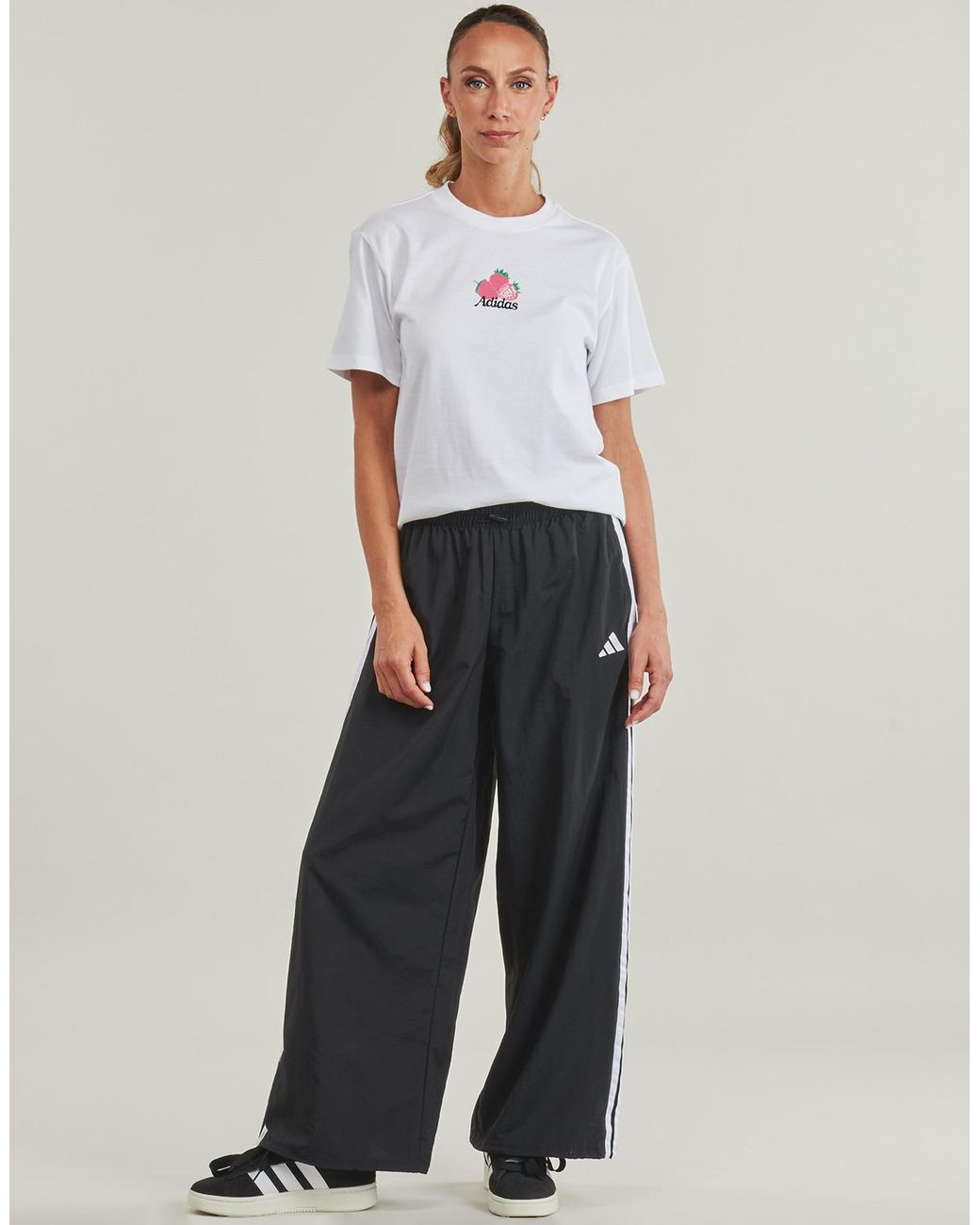 Adidas Black Tracksuit Bottoms Essentials 3-stripes Lifestyle Woven Parachute Tracksuit Bottoms