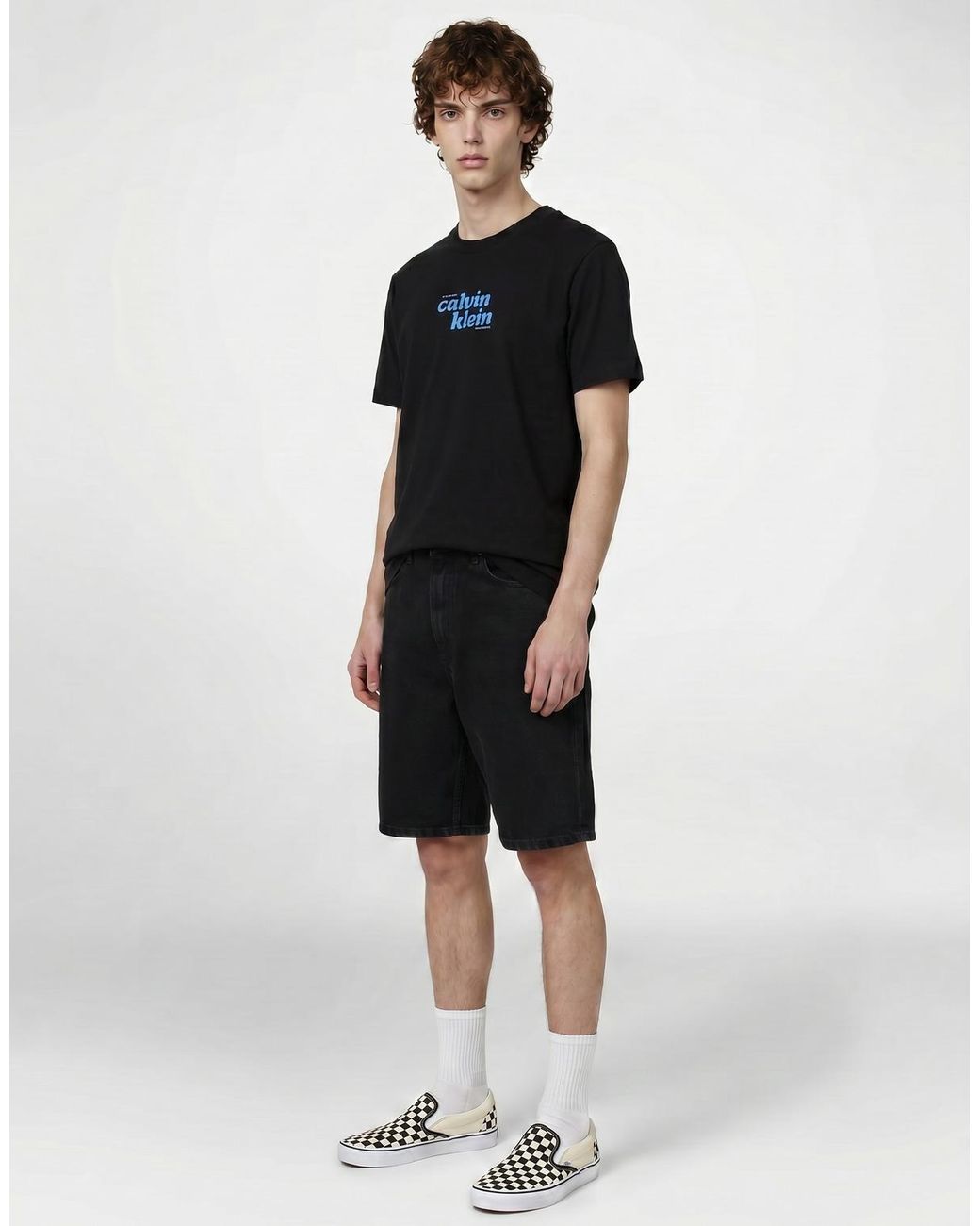 Calvin Klein Black T Shirt Ss 20s Calvinklein Trvl Fontgra for men