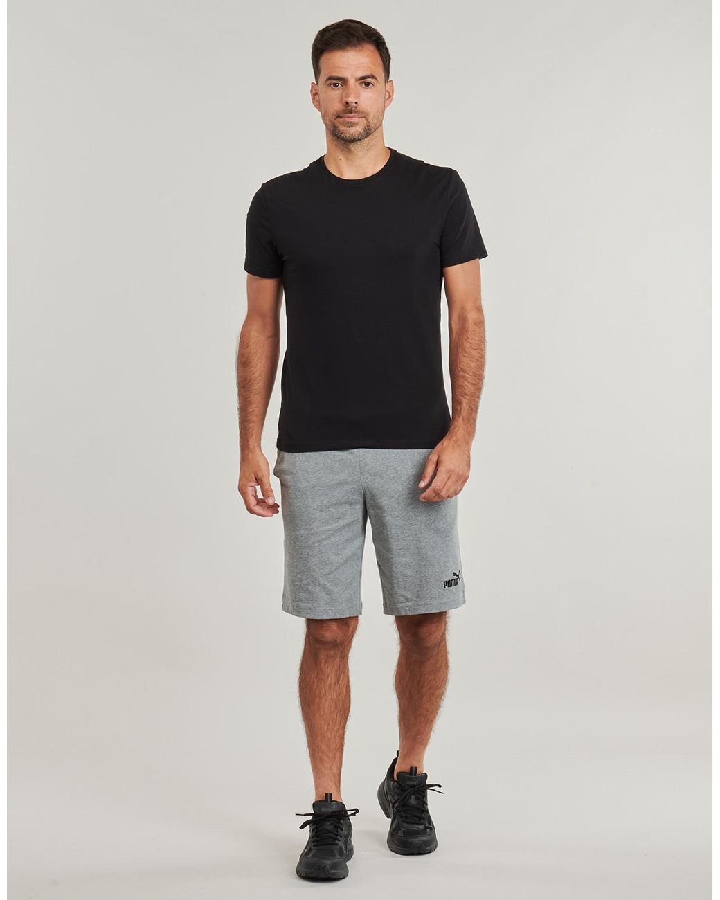 PUMA Gray Shorts Ess No. 1 Logo Jersey Shorts for men