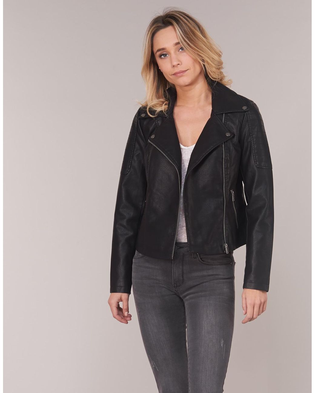 Noisy May Nmrebel Women's Leather Jacket In Black