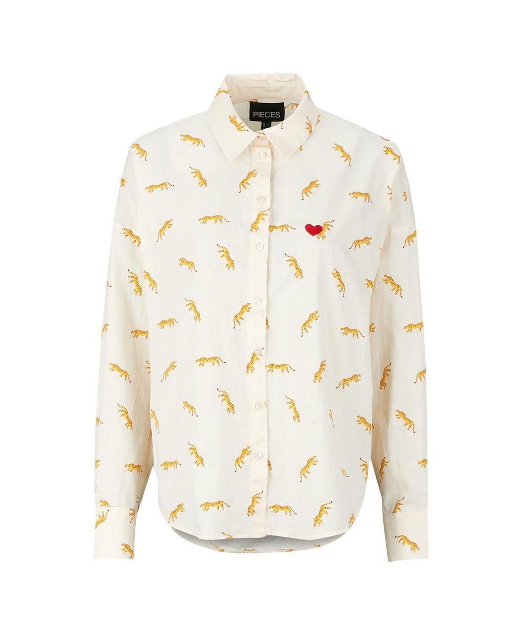 Pieces White Shirt Pcjanna Ls Loose Aop