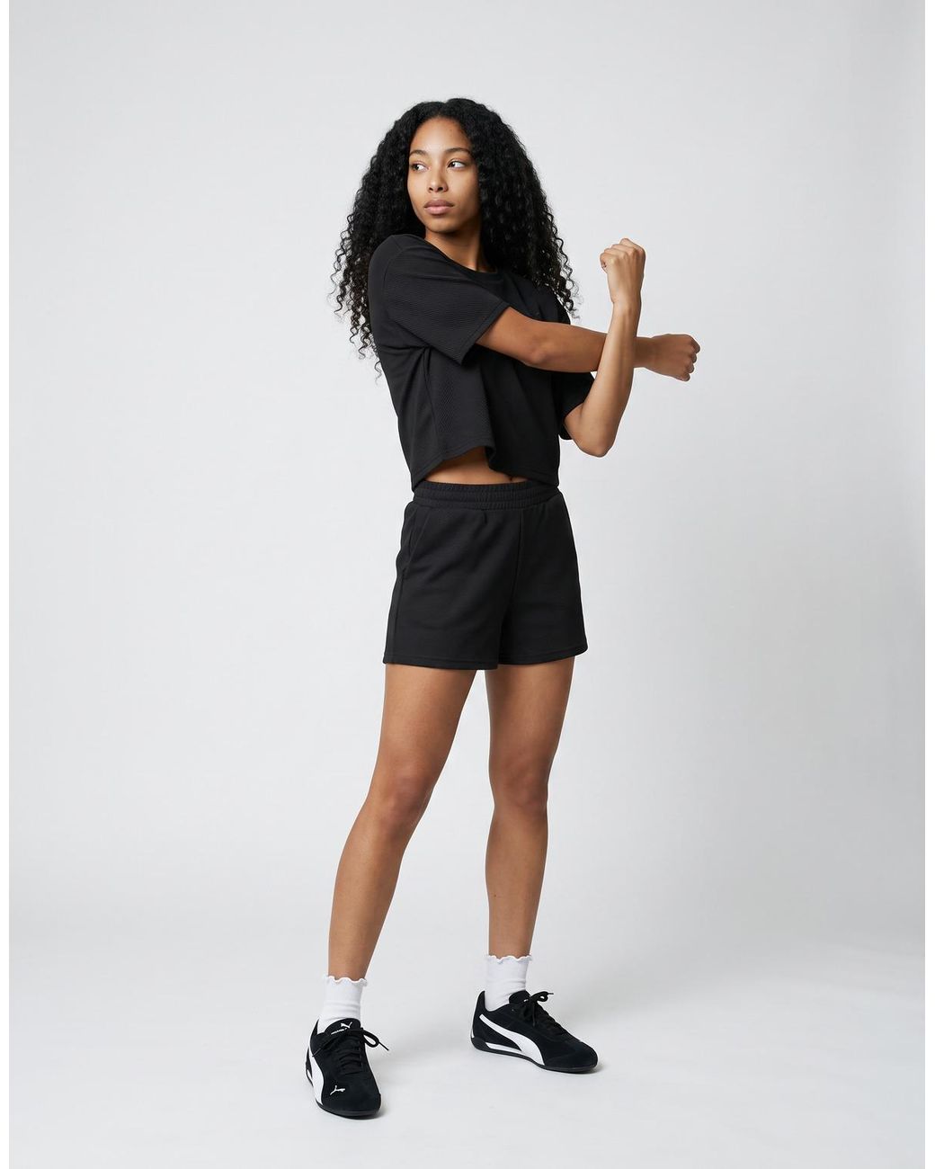 PUMA Black Shorts Ess Elevated High-rise A-line Shorts