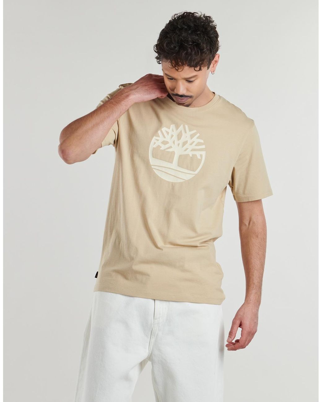 Timberland Yellow T Shirt Kennebec River Tree Logo Short-sleeve Tee for men